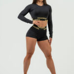 NEBBIA Crop top 839 w long sleeves black & gold