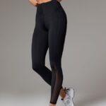 NEVERLATE Леггинсы с молнией спереди и вставками из сетки черные NW04.907.2