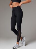 NEVERLATE Леггинсы с молнией спереди и вставками из сетки черные NW04.907.2