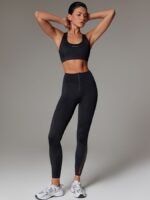 NEVERLATE Леггинсы с молнией спереди и вставками из сетки черные NW04.907.2 — изображение 2