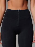 NEVERLATE Леггинсы с молнией спереди и вставками из сетки черные NW04.907.2 — изображение 4