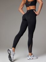 NEVERLATE Леггинсы с молнией спереди и вставками из сетки черные NW04.907.2 — изображение 6