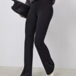 NEVERLATE Спортивные брюки клеш с утягивающим поясом черные NW01.1340.1