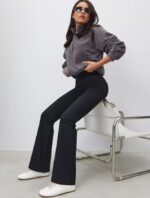 NEVERLATE Спортивные брюки клеш с утягивающим поясом черные NW01.1340.1 — изображение 2