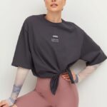 NEVERLATE Футболка прямого силуэта с разрезом спереди графит NW09.901.2