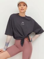 NEVERLATE Футболка прямого силуэта с разрезом спереди графит NW09.901.2