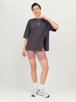 NEVERLATE Футболка прямого силуэта с разрезом спереди графит NW09.901.2 — изображение 4