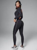 NEVERLATE Моделирующий комбинезон с открытой спиной и кантами черный NW14.1285.1