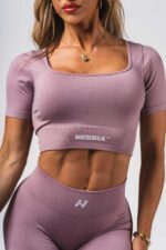 NEBBIA Топ Shaping Crop Top FLOW SEAMLESS 499 pink elderberry — изображение 3