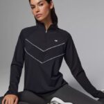 NEVERLATE Спортивный лонгслив с контрастными кантами черный NW20.1316.1