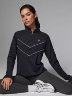 NEVERLATE Спортивный лонгслив с контрастными кантами черный NW20.1316.1