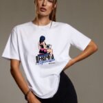 NEVERLATE Свободная футболка с принтом белая NW09.1380.2