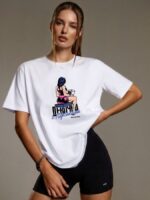 NEVERLATE Свободная футболка с принтом белая NW09.1380.2