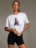 NEVERLATE Свободная футболка с принтом белая NW09.1380.2 — изображение 2