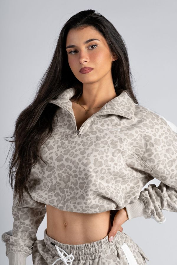 e203fff973ae11f1833618c04d45c689_9dd90b8f73af11f1833618c04d45c689 NEBBIA Свитшот Half-zip Leopard Sweatshirt 866 PRIMAL кремовый — изображение 1